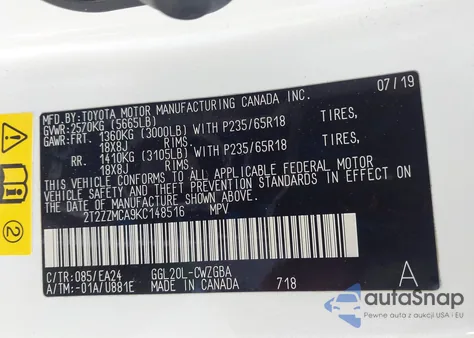 2019 Lexus Rx 350 z USA, uszkodzony, nr VIN 2T2ZZMCA9KC148516